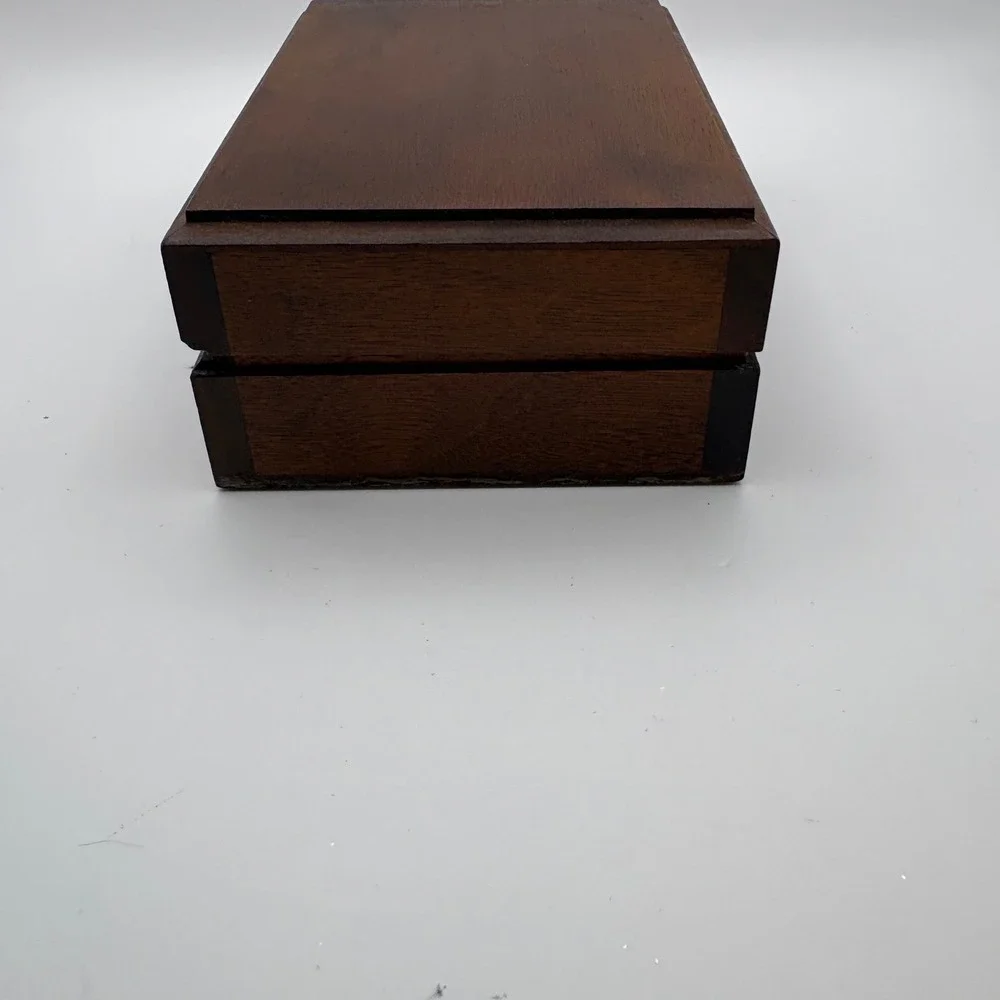 Decatur Industries Trinket Jewelry Box Brown Walnut Wood 6-Slot Velvet MCM